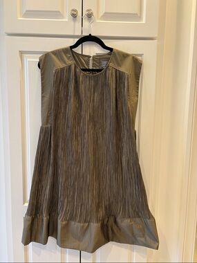 Anthropologie Olive Pleated Mini Dress